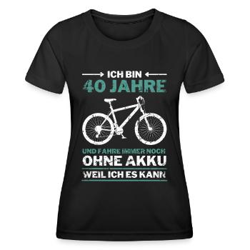 40 Jahre 40. Geburtstag Fahrrad ohne Akku - Frauen Funktions-T-Shirt - Schwarz - Vorne - AI Model Female 172 light (172cm)