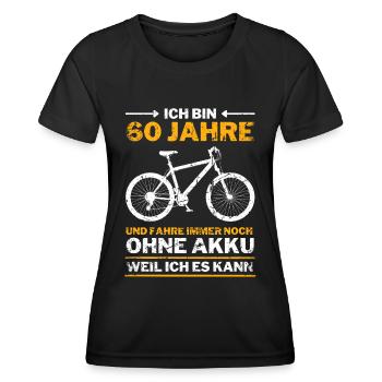 60 Jahre 60. Geburtstag Fahrrad ohne Akku - Frauen Funktions-T-Shirt - Schwarz - Vorne - AI Model Female 172 light (172cm)