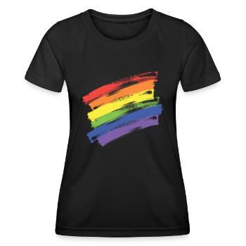 LGBTQ Gay Pride Month Rainbow Love is Love - Frauen Funktions-T-Shirt - Schwarz - Vorne - AI Model Female 172 light (172cm)
