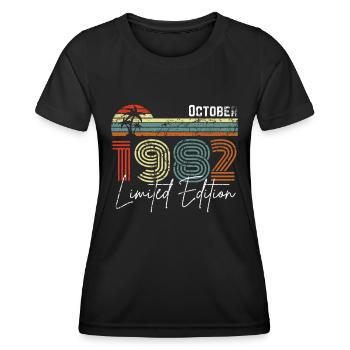 40 ans Octobre 1982 Vintage Édition Limitée - T-shirt sport Femme - noir - Devant - AI Model Female 172 light (172cm)