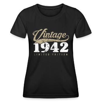 Vintage 1942 80th birthday 80 years - Women's Functional T-Shirt - black - Front - AI Model Female 172 light (172cm)