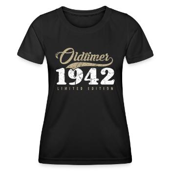 Oldtimer 1942 80th birthday 80 years - Women's Functional T-Shirt - black - Front - AI Model Female 172 light (172cm)