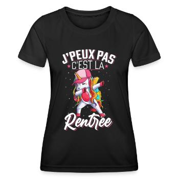 J'Peux Pas C'est La Rentrée Cadeau Licorne - T-shirt sport Femme - noir - Devant - AI Model Female 172 light (172cm)
