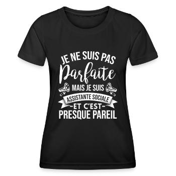 Assistante Sociale Parfaite Cadeau Femme Humour - T-shirt sport Femme - noir - Devant - AI Model Female 172 light (172cm)