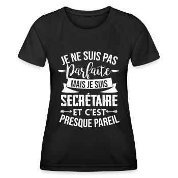 Secrétaire Parfaite Cadeau Femme Humour - T-shirt sport Femme - noir - Devant - AI Model Female 172 light (172cm)