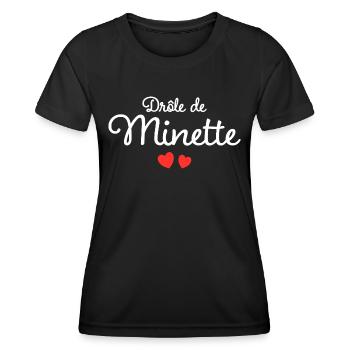 Drôle De Minette Humour Surnom Affectueux Femme - T-shirt sport Femme - noir - Devant - AI Model Female 172 light (172cm)