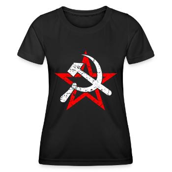 Hammer Sichel Sowjetunion Kommunismus - Frauen Funktions-T-Shirt - Schwarz - Vorne - AI Model Female 172 light (172cm)