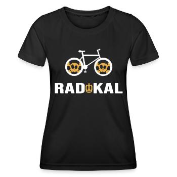 Fahrrad Bike Rennrad "Radikal" Fahrradkette - Frauen Funktions-T-Shirt - Schwarz - Vorne - AI Model Female 172 light (172cm)