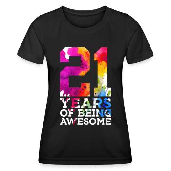 21 ANS D’ÊTRE GÉNIAL 21E ANNIVERSAIRE - T-shirt sport Femme - noir - Devant - AI Model Female 172 light (172cm)