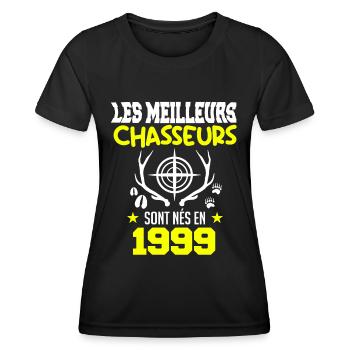 Anniversaire chasseur Née en1999 - T-shirt sport Femme - noir - Devant - AI Model Female 172 light (172cm)
