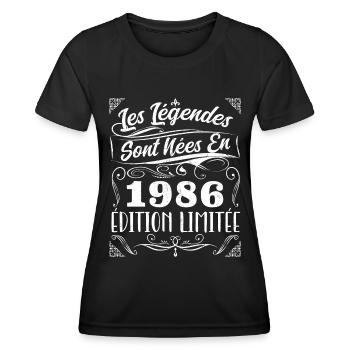 Les Légendes Sont Nés En 1986 | Cadeau - T-shirt sport Femme - noir - Devant - AI Model Female 172 light (172cm)
