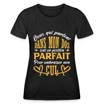Embrasser mon cul - T-shirt sport Femme - noir - Devant - AI Model Female 172 light (172cm)