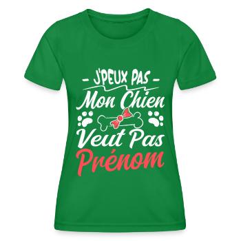 j'peux pas mon chien veut pas prénom - T-shirt sport Femme - vert - Devant - AI Model Female 172 dark (172cm)