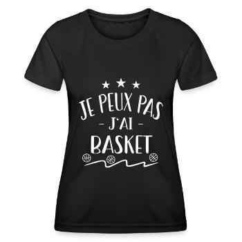 Je peux pas j'ai basket - T-shirt sport Femme - noir - Devant - AI Model Female 172 light (172cm)
