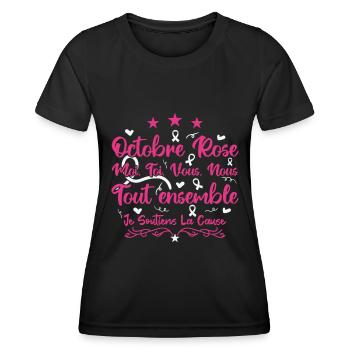 Octobre Rose , Tout Ensemble Je Soutiens La cause - T-shirt sport Femme - noir - Devant - AI Model Female 172 light (172cm)