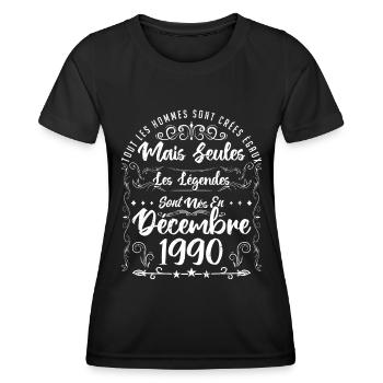 Les Légendes Sont Nés En Décembre 1990 - T-shirt sport Femme - noir - Devant - AI Model Female 172 light (172cm)