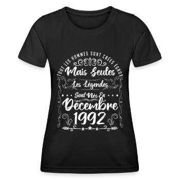 Les Légendes Sont Nés En Décembre 1992 - T-shirt sport Femme - noir - Devant - AI Model Female 172 light (172cm)