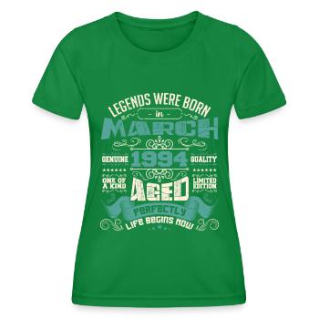 March 1994 | birthday gift - T-shirt sport Femme - vert - Devant - AI Model Female 172 dark (172cm)