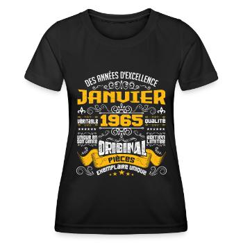 JANVIER 1965 | ORIGINAL PIÈCES - T-shirt sport Femme - noir - Devant - AI Model Female 172 light (172cm)