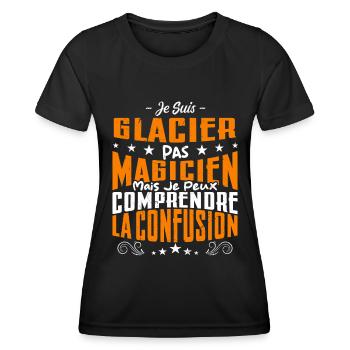 Je Suis Glacier Pas Magicien - T-shirt sport Femme - noir - Devant - AI Model Female 172 light (172cm)