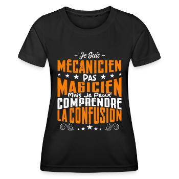 Je Suis Mécanicien Pas Magicien - T-shirt sport Femme - noir - Devant - AI Model Female 172 light (172cm)