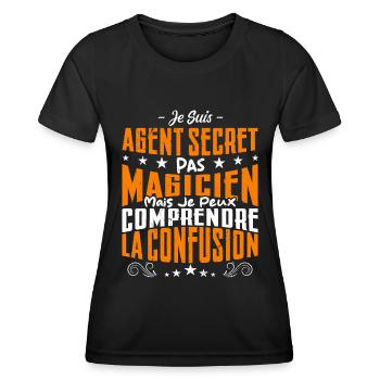 Je Suis Agent Secret Pas Magicien - T-shirt sport Femme - noir - Devant - AI Model Female 172 light (172cm)