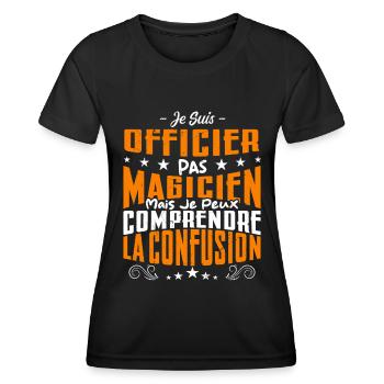 Je Suis Officier Pas Magicien - T-shirt sport Femme - noir - Devant - AI Model Female 172 light (172cm)