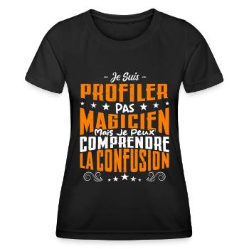 Je Suis Profiler Pas Magicien - T-shirt sport Femme - noir - Devant - AI Model Female 172 light (172cm)