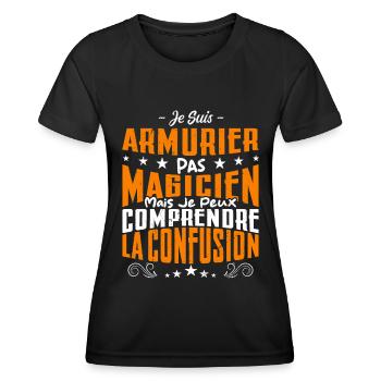 Je Suis Armurier Pas Magicien - T-shirt sport Femme - noir - Devant - AI Model Female 172 light (172cm)