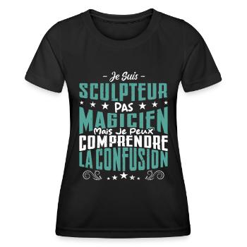Je Suis Sculpteur Pas Magicien - T-shirt sport Femme - noir - Devant - AI Model Female 172 light (172cm)