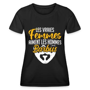 les vrais femmes aiment les hommes barbus - T-shirt sport Femme - noir - Devant - AI Model Female 172 light (172cm)