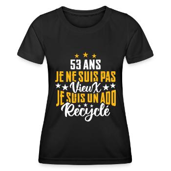 53 ans | Cadeau d'anniversaire | fête des pères - T-shirt sport Femme - noir - Devant - AI Model Female 172 light (172cm)