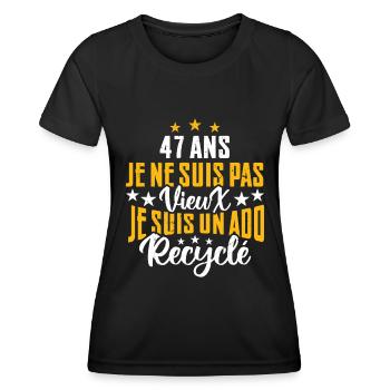47 ans | Cadeau d'anniversaire | fête des pères - T-shirt sport Femme - noir - Devant - AI Model Female 172 light (172cm)