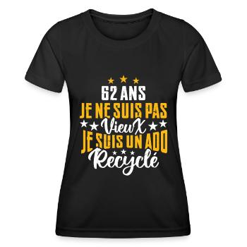 62 ans | Cadeau d'anniversaire | fête des pères - T-shirt sport Femme - noir - Devant - AI Model Female 172 light (172cm)