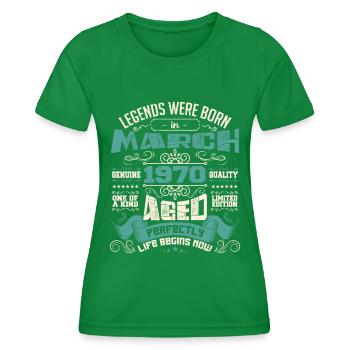 March 1970 | birthday gift - T-shirt sport Femme - vert - Devant - AI Model Female 172 dark (172cm)