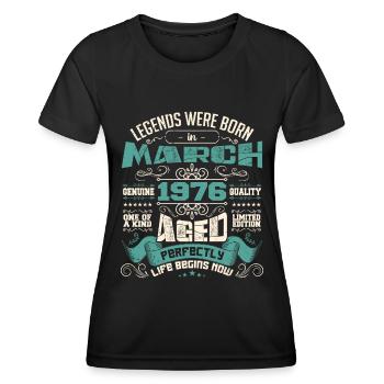 März 1976 | Geburtstagsgeschenk - Frauen Funktions-T-Shirt - Schwarz - Vorne - AI Model Female 172 light (172cm)