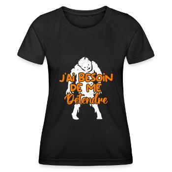 J’ai besoin de me détendre - T-shirt sport Femme - noir - Devant - AI Model Female 172 light (172cm)