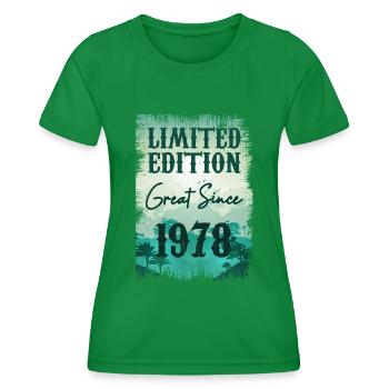 Einzigartig seit 1978 - Frauen Funktions-T-Shirt - Kelly Green - Vorne - AI Model Female 172 dark (172cm)