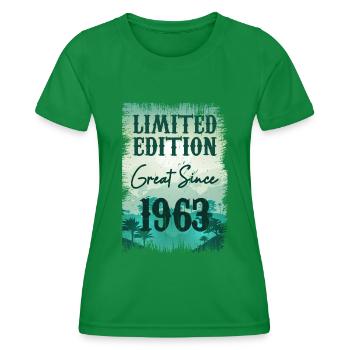 Einzigartig seit 1963 - Frauen Funktions-T-Shirt - Kelly Green - Vorne - AI Model Female 172 dark (172cm)