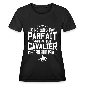 je ne suis pas parfait mais je suis cavalier - T-shirt sport Femme - noir - Devant - AI Model Female 172 light (172cm)