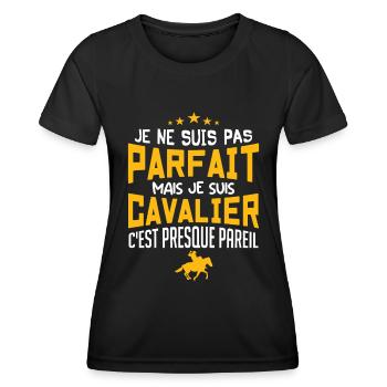 pas parfait mais cavalier - T-shirt sport Femme - noir - Devant - AI Model Female 172 light (172cm)