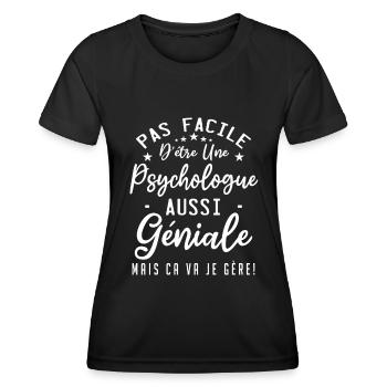 Psychologue - T-shirt sport Femme - noir - Devant - AI Model Female 172 light (172cm)