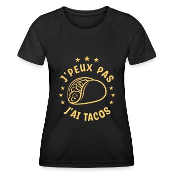 je peux pas j'ai tacos - T-shirt sport Femme - noir - Devant - AI Model Female 172 light (172cm)