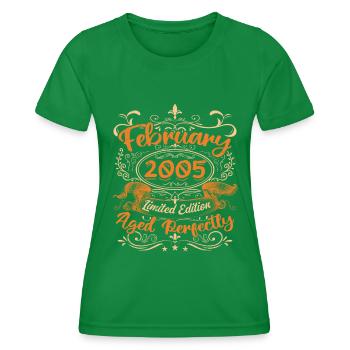 Februar 2005 | Perfekt gealtert - Frauen Funktions-T-Shirt - Kelly Green - Vorne - AI Model Female 172 dark (172cm)