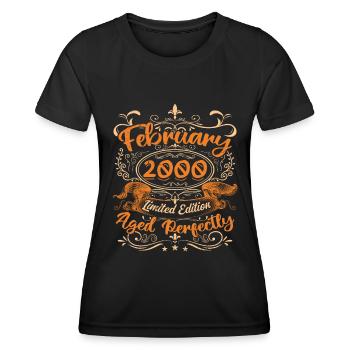 February 2000 | Aged Perfectly - T-shirt sport Femme - noir - Devant - AI Model Female 172 light (172cm)