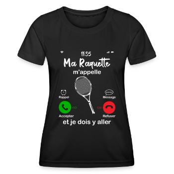 Ma Raquette M'appelle Et Je Dois Y Aller - T-shirt sport Femme - noir - Devant - AI Model Female 172 light (172cm)