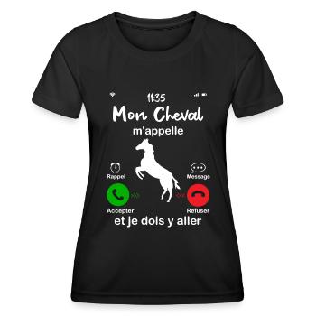 Mon Cheval M'appelle. Et Je Dois Y Aller - T-shirt sport Femme - noir - Devant - AI Model Female 172 light (172cm)