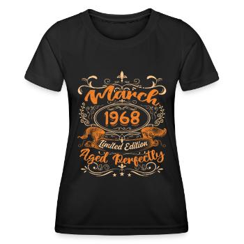 March 1968 | Aged Perfectly - T-shirt sport Femme - noir - Devant - AI Model Female 172 light (172cm)
