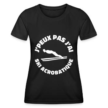 Je Peux pas J'ai ski Acrobatique | Humour Sport - T-shirt sport Femme - noir - Devant - AI Model Female 172 light (172cm)