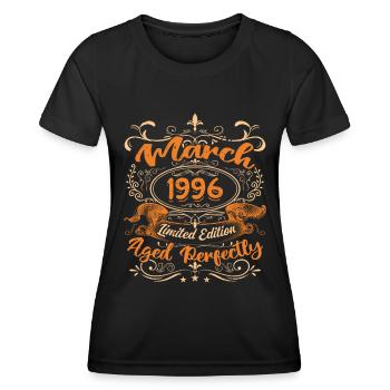 March 1996 | Aged Perfectly - T-shirt sport Femme - noir - Devant - AI Model Female 172 light (172cm)